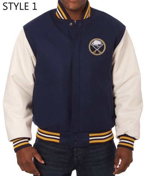 Varsity Buffalo Sabres Blue and White Two Tone Jacket