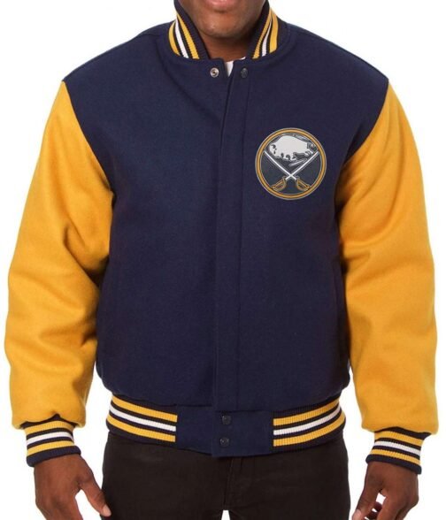 Varsity Buffalo Sabres Yellow and Navy Blue Jacket