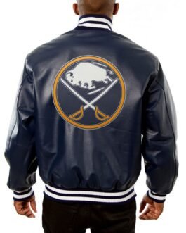 Varsity Buffalo Sabres Navy Blue Leather Jacket