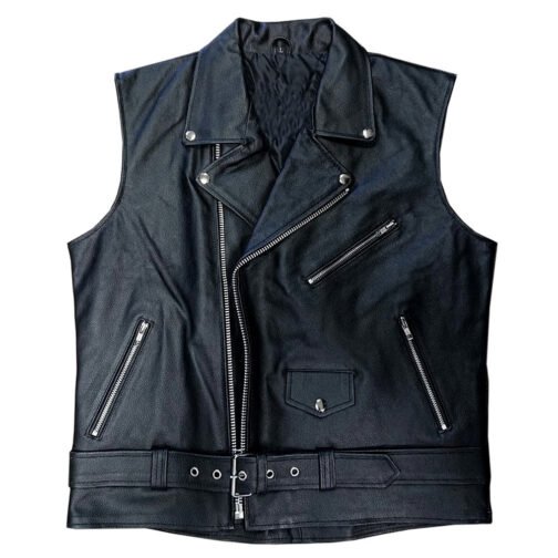 Bret Hart Foundation Black Biker Leather Vest - Image 2