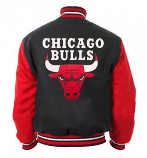 Varsity Chicago Bulls College Black and Red Jacket - Image 4
