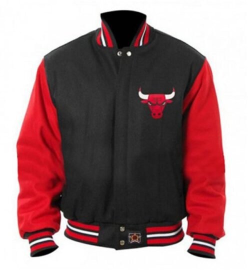 Varsity Chicago Bulls College Black and Red Jacket - Image 3
