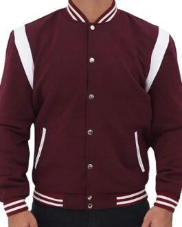 Virgin Burgundy Trimmed Teddy Wool Bomber Jacket