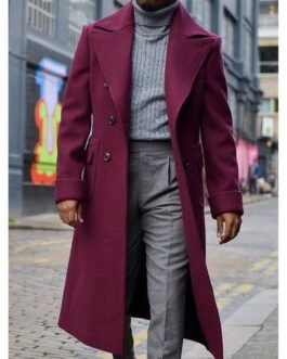 Men’s Burgundy Wool Trench Coat