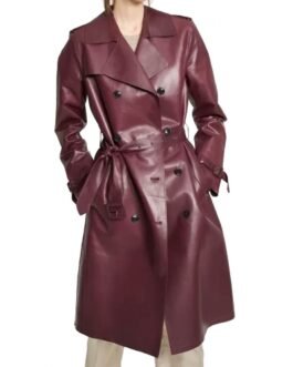 Women’s Burgundy Double Breasted Belted Coat