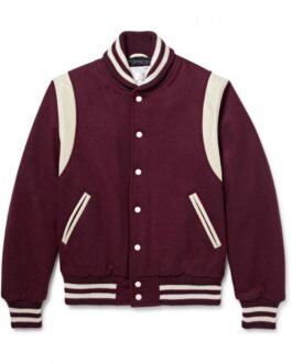 Virgin Burgundy Trimmed Teddy Wool Bomber Jacket