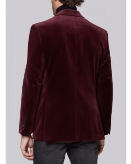 Occasion Velvet Burgundy Jacket with Black Satin Peak Lapels