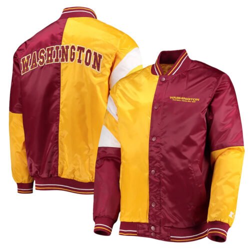 Washington Commanders Burgundy/Yellow Leader Satin Jacket - Image 3