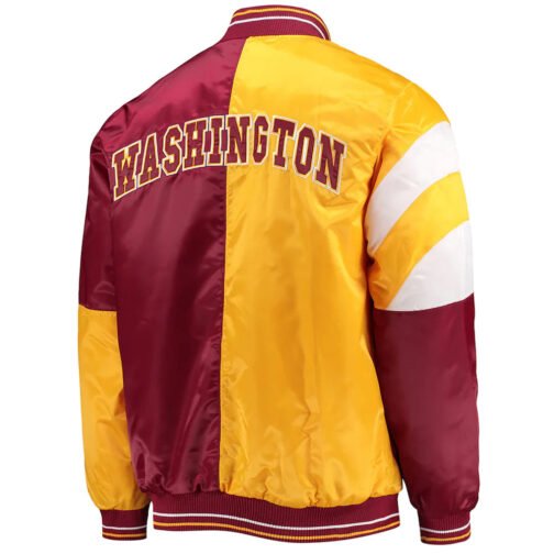 Washington Commanders Burgundy/Yellow Leader Satin Jacket - Image 2
