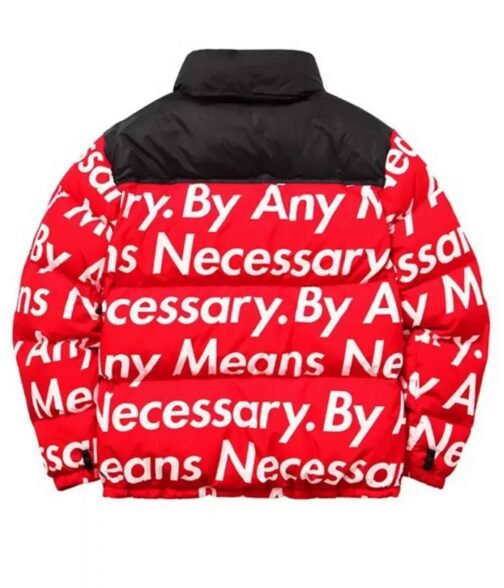 By Any Means Necessary Puffer Black/Red and Yellow Jacket - Image 4