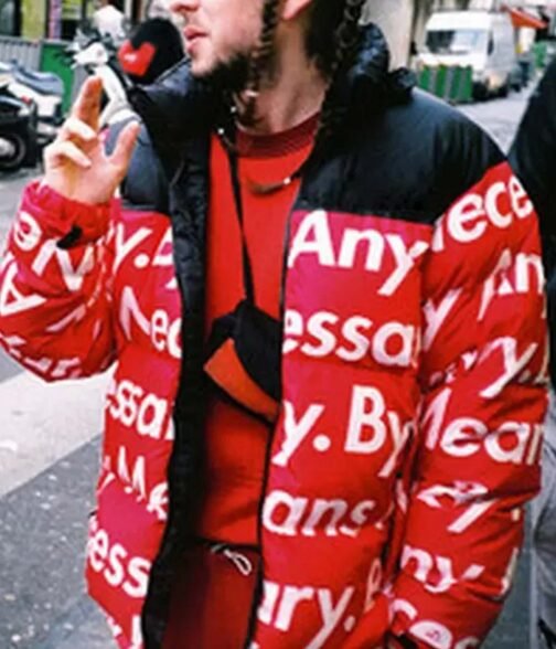 By Any Means Necessary Puffer Black/Red and Yellow Jacket - Image 6