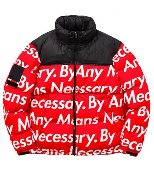 By Any Means Necessary Puffer Black/Red and Yellow Jacket