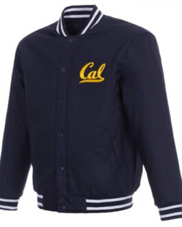 Cal Bears Navy Poly Twill Full-Snap Varsity Jacket