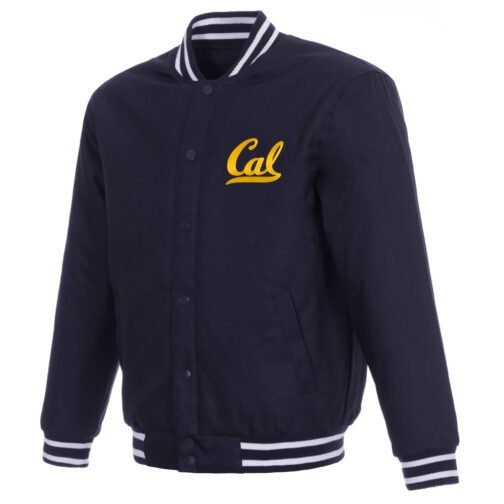 Cal Bears Navy Poly Twill Full-Snap Varsity Jacket
