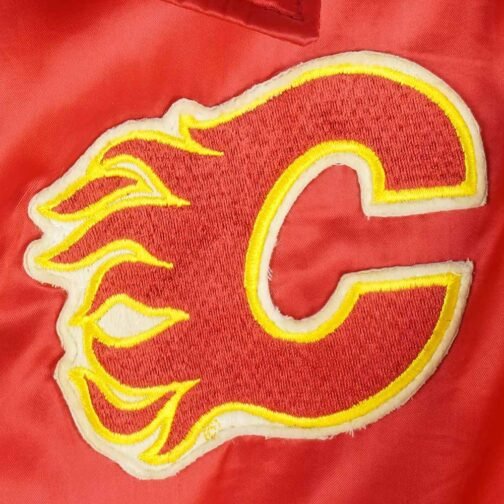 Calgary Flames 1980’s Red Satin Jacket - Image 3