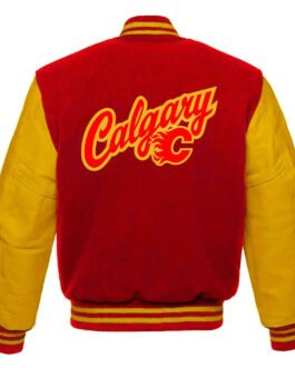 Calgary Flames Red and Gold Varsity Jacket