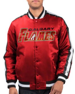 Calgary Flames Red O-Line Satin Jacket
