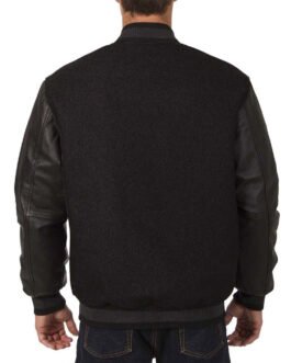 Calgary Flames Varsity Black Wool & Leather Jacket