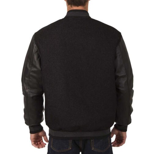 Calgary Flames Varsity Black Wool & Leather Jacket - Image 2