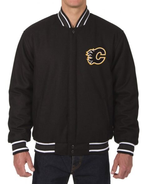 Varsity Calgary Flames Black Wool Jacket