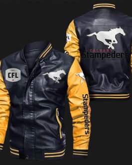 Calgary Stampeders Bomber Varsity Leather Jacket