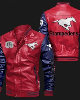 Calgary Stampeders Bomber Varsity Leather Jacket