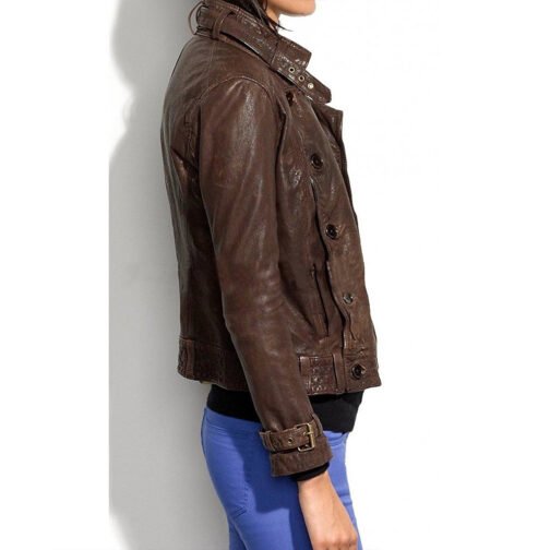 Captain America 2 Scarlett Johansson Brown Leather Jacket - Image 5