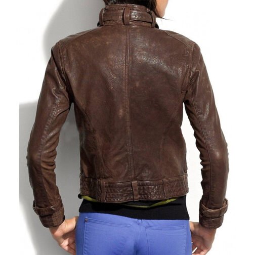 Captain America 2 Scarlett Johansson Brown Leather Jacket - Image 4