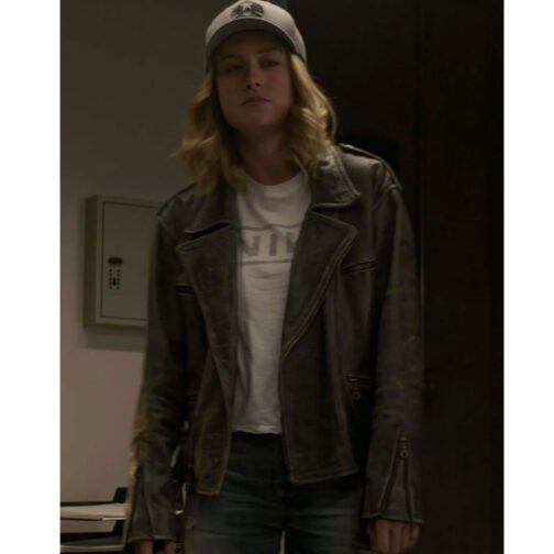 Captain Marvel Brie Larson Black Leather Jacket - Image 10