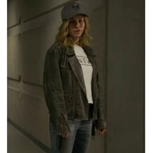 Captain Marvel Brie Larson Black Leather Jacket - Image 8