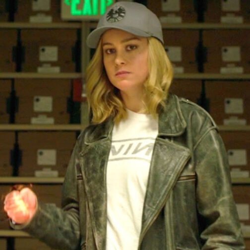 Captain Marvel Brie Larson Black Leather Jacket - Image 6