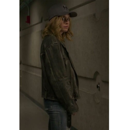 Captain Marvel Brie Larson Black Leather Jacket - Image 9