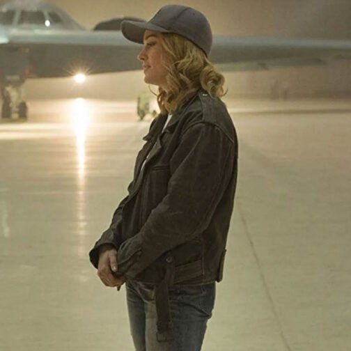 Captain Marvel Brie Larson Black Leather Jacket - Image 11