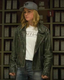Captain Marvel Brie Larson Black Leather Jacket