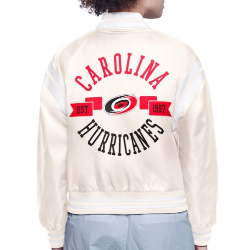 Carolina Hurricanes Printed Logo Varsity Satin Jacket - Image 4