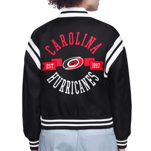 Carolina Hurricanes Printed Logo Varsity Satin Jacket - Image 3