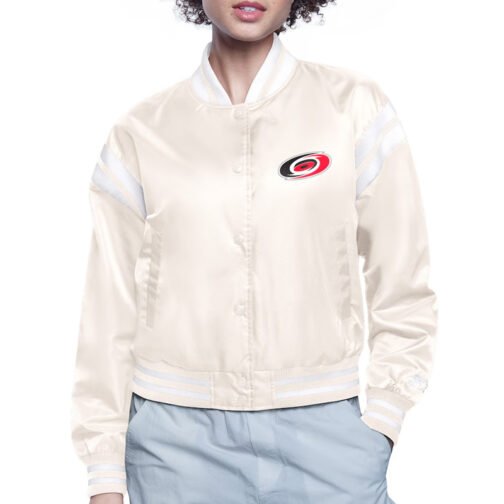 Carolina Hurricanes Printed Logo Varsity Satin Jacket - Image 2