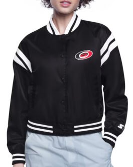 Carolina Hurricanes Printed Logo Varsity Satin Jacket