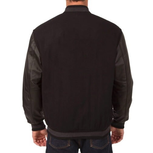 Carolina Hurricanes Varsity Black Wool & Leather Jacket - Image 2