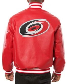 Varsity Carolina Hurricanes Red Leather Jacket