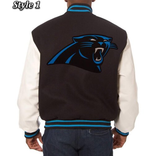 Varsity Carolina Panthers Black and White Two-Tone Jacket - Image 3