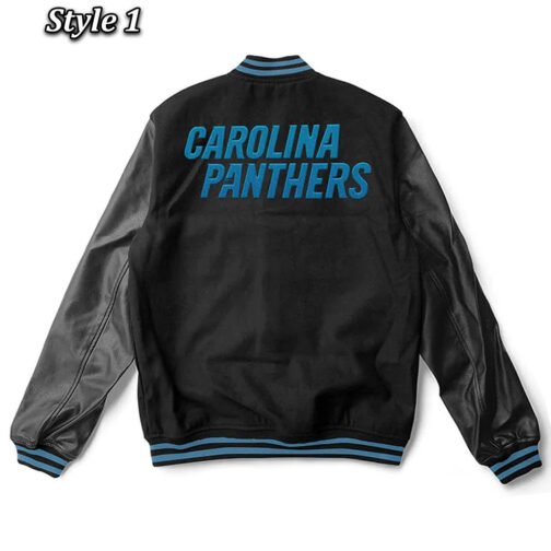 Letterman Carolina Panthers Black Wool/Leather Jacket - Image 3