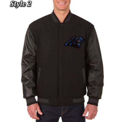 Letterman Carolina Panthers Black Wool/Leather Jacket - Image 2