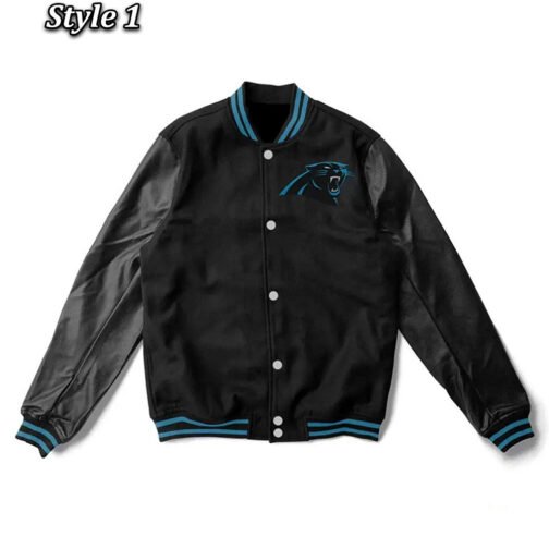 Letterman Carolina Panthers Black Wool/Leather Jacket