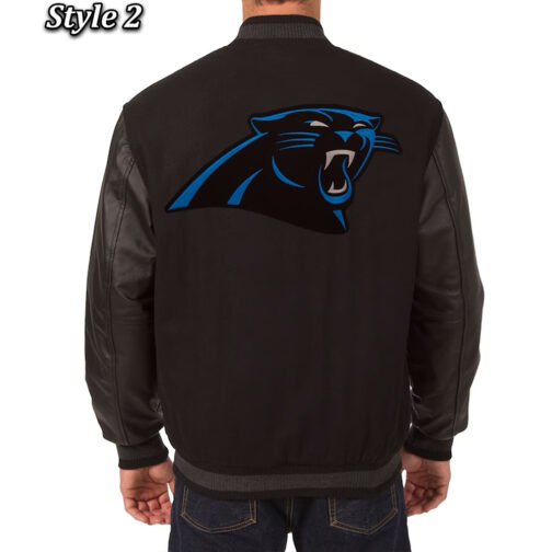Letterman Carolina Panthers Black Wool/Leather Jacket - Image 4