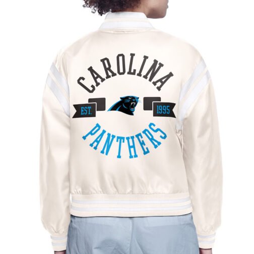 Carolina Panthers Printed Logo Varsity Satin Jacket - Image 4