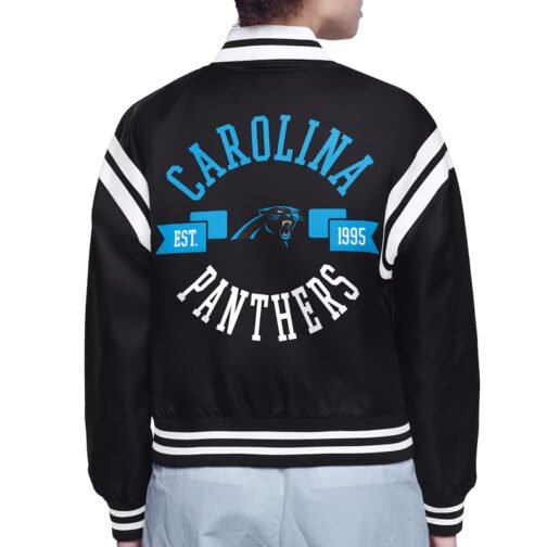 Carolina Panthers Printed Logo Varsity Satin Jacket - Image 3