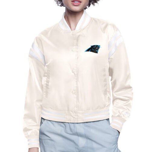 Carolina Panthers Printed Logo Varsity Satin Jacket - Image 2