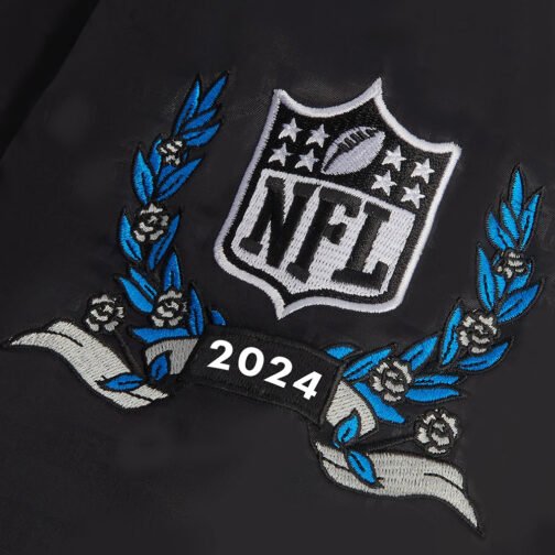 Carolina Panthers Shirt Collar Black Bomber Jacket - Image 3