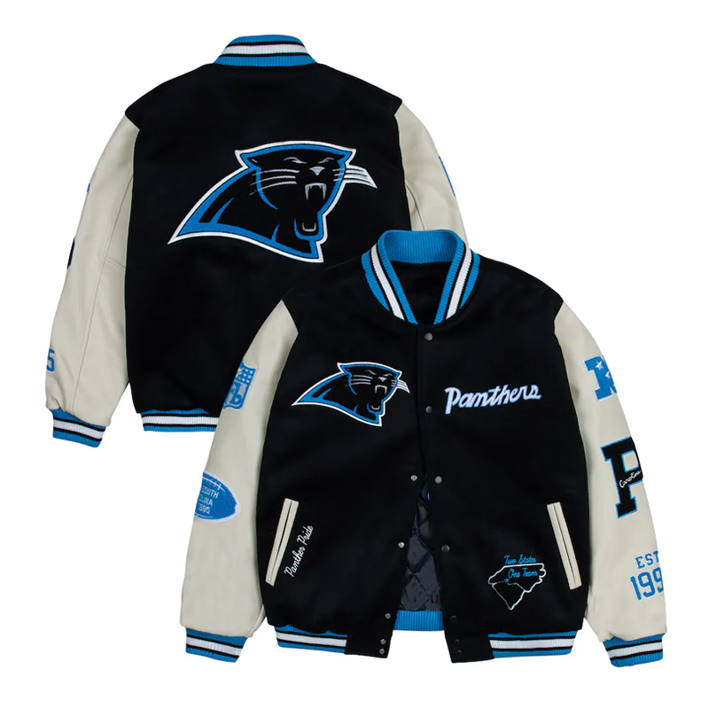 Carolina Panthers Two States One Team Letterman Jacket - Image 3